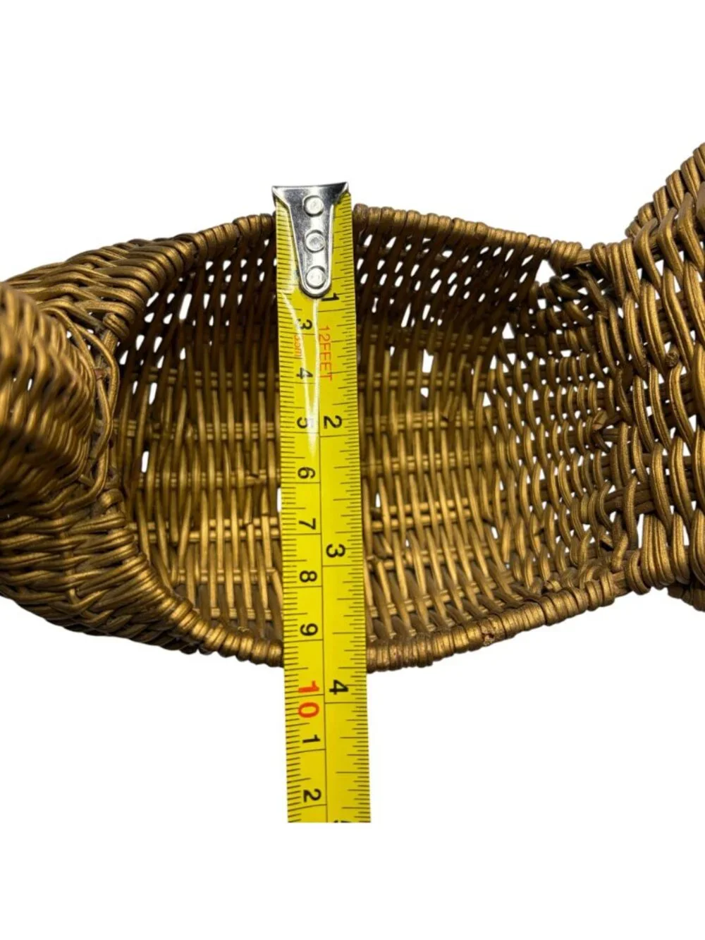 Vintage Gold Wicker Turkey Bird Basket Thanksgiving Fall Harvest Decor Centerpie